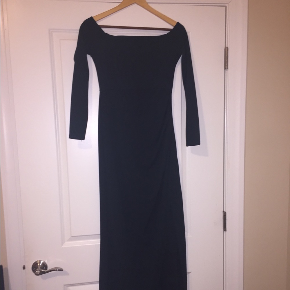 Forest Green Boatneck Dress with a split